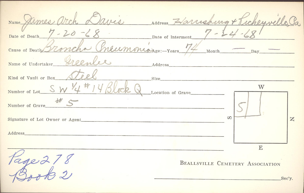 burial card